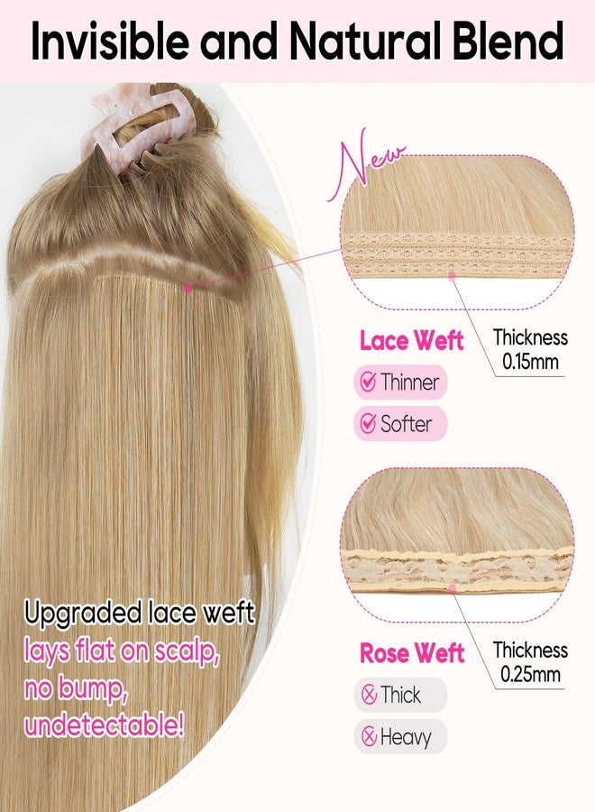 REECHO Clip in Hair Extensions, 4PCS 14" Short Wavy Hair Extensions Invisible Lace Weft Natural Soft Hairpieces for Women Chocolate Brown with Highlights - Image 4